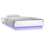 vidaXL Cadre de lit à LED sans matelas blanc 100x200 cm bois massif