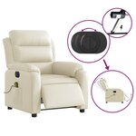 vidaXL Fauteuil de massage inclinable électrique crème similicuir
