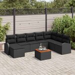vidaXL Ensemble de canapé de jardin avec stockage 9 Pièces Noir polyrotin
