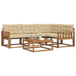 vidaXL Ensemble de canapés d'extérieur 5 Pièces Naturel et Beige