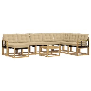 vidaXL Ensemble de canapés d'extérieur 9 pc Blanc et Beige