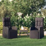 vidaXL Chaises de jardin inclinables coussins 2Pièces Noir Résine tressée