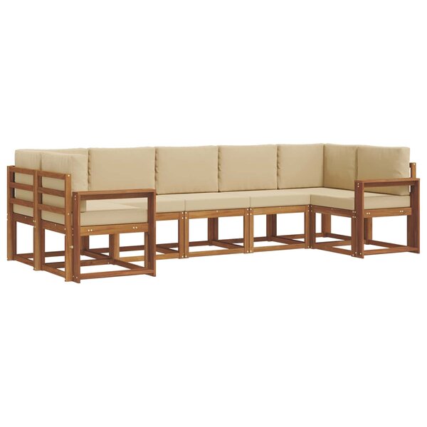 vidaXL Ensemble de canapés d'extérieur 7 pc Naturel et Beige