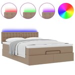 vidaXL Lit ottoman avec matelas & LED Cappuccino 140x190cm similicuir