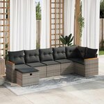 vidaXL Salon de jardin avec coussins 7 Pièces gris résine tressée