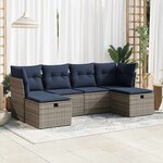 vidaXL Salon de jardin 6 Pièces avec coussins gris résine tressée