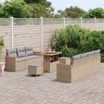vidaXL Ensemble de canapé de jardin 10 Pièces Beige polyrotin