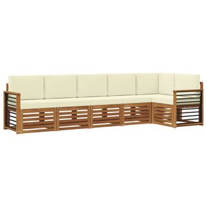 vidaXL Ensemble de canapés d'extérieur 6 pc Naturel et Crème Polyester