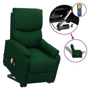 vidaXL Fauteuil de massage Vert foncé Tissu