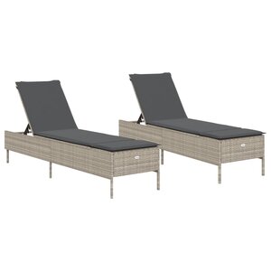 vidaXL Chaises longues avec coussins lot de 2 gris résine tressée
