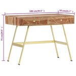 vidaXL Bureau avec tiroirs 100x55x75 cm bois solide