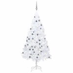vidaXL Arbre de Noël artificiel pré-éclairé et boules blanc 180 cm PVC