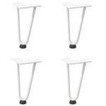 vidaXL Pieds en épingle à cheveux pour table basse 4 pièces Blanc 20 cm Acier massif
