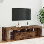 vidaXL Meuble TV avec lumières LED Chêne fumé 140x36 5x40 cm