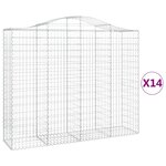 vidaXL Paniers à gabions arqués 14 Pièces 200x50x160/180 cm Fer galvanisé