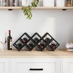 vidaXL Étagère à vin Noir 63 x 16.5 x 25 cm Acier enduit de poudre
