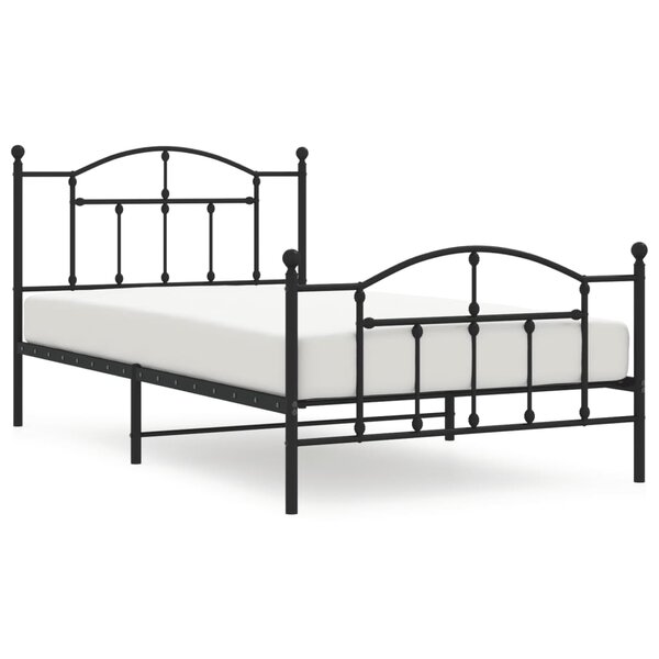 vidaXL Cadre de lit métal sans matelas avec pied de lit noir 107x203cm
