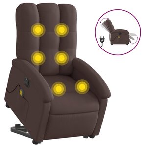 vidaXL Fauteuil inclinable de massage électrique Marron foncé Tissu