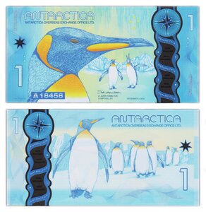 Billet de collection 1 dollar 2015 antarctica - neuf - billet fantaisie - not legal tender