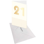 Carte D'anniversaire 21 Ans En Or - Blanc - A Message - Pour Homme Et Femme - 11 5 X 17 Cm - Draeger paris