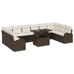 vidaXL Ensemble de jardin 11 pièces avec coussins en poly rattan marron
