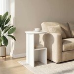 vidaXL Table d'appoint Blanc brillant Ø 39 5 x 55 cm Bois d'ingénierie