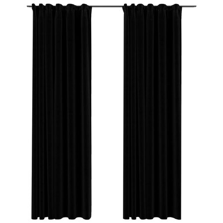 vidaXL Rideaux occultants aspect lin avec crochets 2Pièces Noir 140x245cm