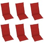 vidaXL Chaises de jardin 6 Pièces avec coussins rouge Bois de teck