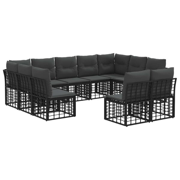 vidaXL Ensemble de canapés d'extérieur Noir et Gris foncé Polyester