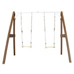 AXI Portique double 2 balancoires en bois Marron Blanc 160x254x207cm