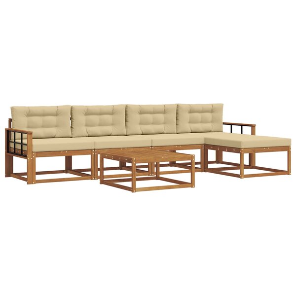 vidaXL Ensemble de canapés d'extérieur 6 Pièces Naturel et Beige