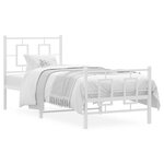 vidaXL Cadre de lit métal sans matelas avec pied de lit blanc 80x200cm