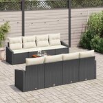 vidaXL Ensemble de canapé de jardin 7 Pièces Noir et blanc