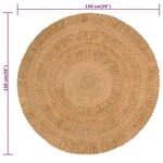 vidaXL Tapis Jute tressé à la main 150 cm Rond