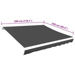 vidaXL Toile d'auvent Anthracite 300x250 cm