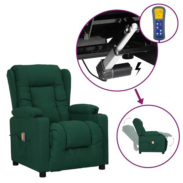 vidaXL Fauteuil de massage Vert foncé Tissu