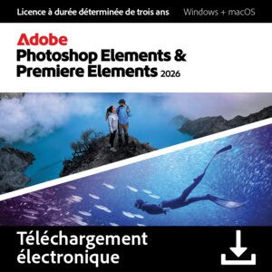 Adobe Photoshop Elements 2026 & Premiere Elements 2026 - 2 appareils - Abonnement 3 ans