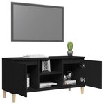 vidaXL Meuble TV avec pieds en bois massif Noir 103 5x35x50 cm