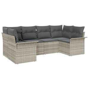 vidaXL Ensemble de canapé de jardin 6 Pièces Gris clair Poly rotin