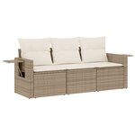 vidaXL Salon de jardin avec coussins 3 Pièces beige résine tressée