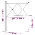 vidaXL Tête de lit métal noir 75 cm