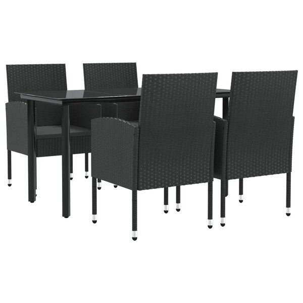 vidaXL Ensemble à manger de jardin 5 Pièces noir résine tressée et acier