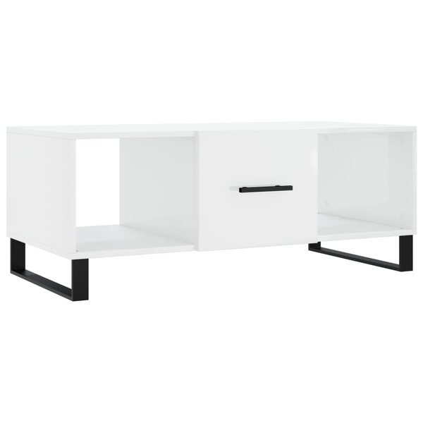 vidaXL Table basse Blanc brillant 102x50x40 cm Bois d'ingénierie