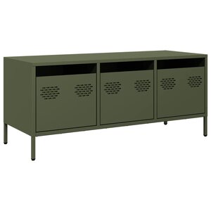 vidaXL Meuble TV vert olive 101 5x39x43 5 cm acier laminé à froid