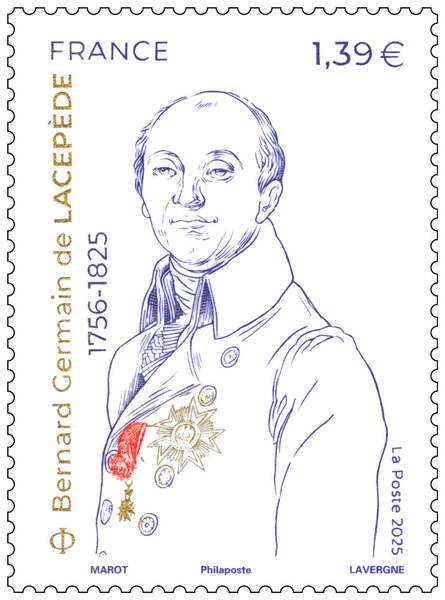Timbre - Bernard-Germain de Lacepède - Lettre verte