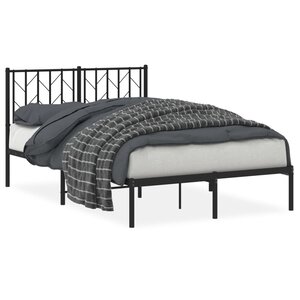 vidaXL Cadre de lit métal sans matelas avec tête de lit noir 120x200cm