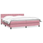 vidaXL Sommier à lattes de lit avec matelas rose 180x210 cm velours