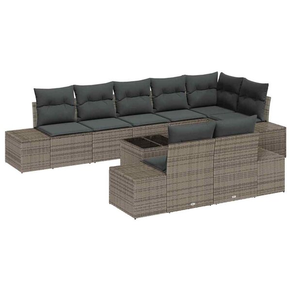 vidaXL Ensemble de canapé de jardin 9 Pièces Gris 319 x 154 x 85 cm