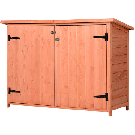 Armoire de jardin sur pied double porte étagère et toit bitumé relevable dim. 128L x 50l x 90H cm bois sapin pré-huilé