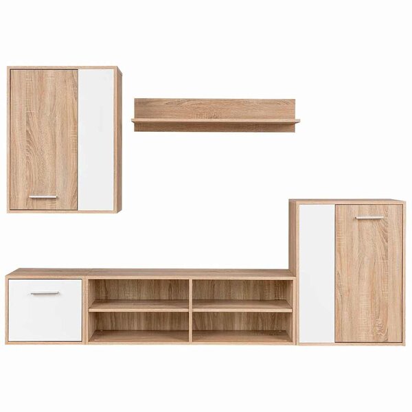 vidaXL Ensemble meuble TV 5 Pièces Blanc et chêne Sonoma 221 x 30 x 80 cm